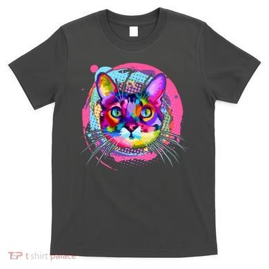 Colorful Painted Abstract Cat Face T-Shirt
