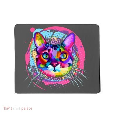 Colorful Painted Abstract Cat Face Mousepad