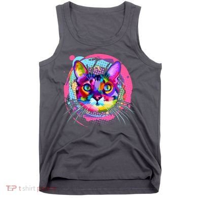 Colorful Painted Abstract Cat Face Tank Top