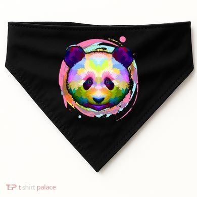 Colorful Painted Abstract Panda Face USA-Made Doggie Bandana