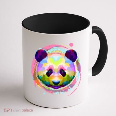 Colorful Painted Abstract Panda Face Coffee Mug back