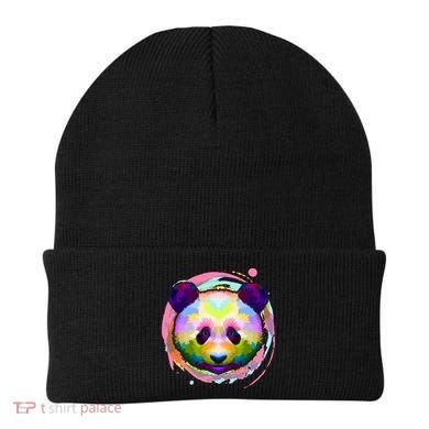 Colorful Painted Abstract Panda Face Beanie