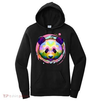 Colorful Painted Abstract Panda Face Women's Hoodie