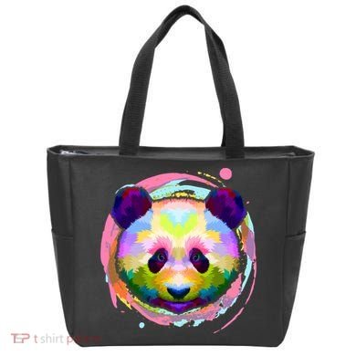 Colorful Painted Abstract Panda Face Tote Bag