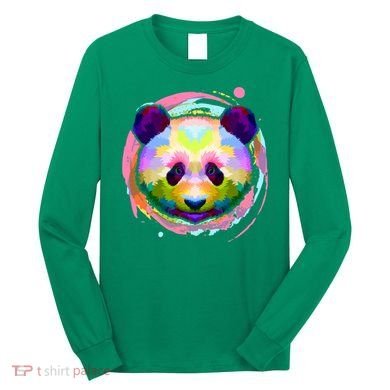 Colorful Painted Abstract Panda Face Long Sleeve Shirt