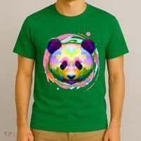 Colorful Painted Abstract Panda Face T-Shirt thumb 3