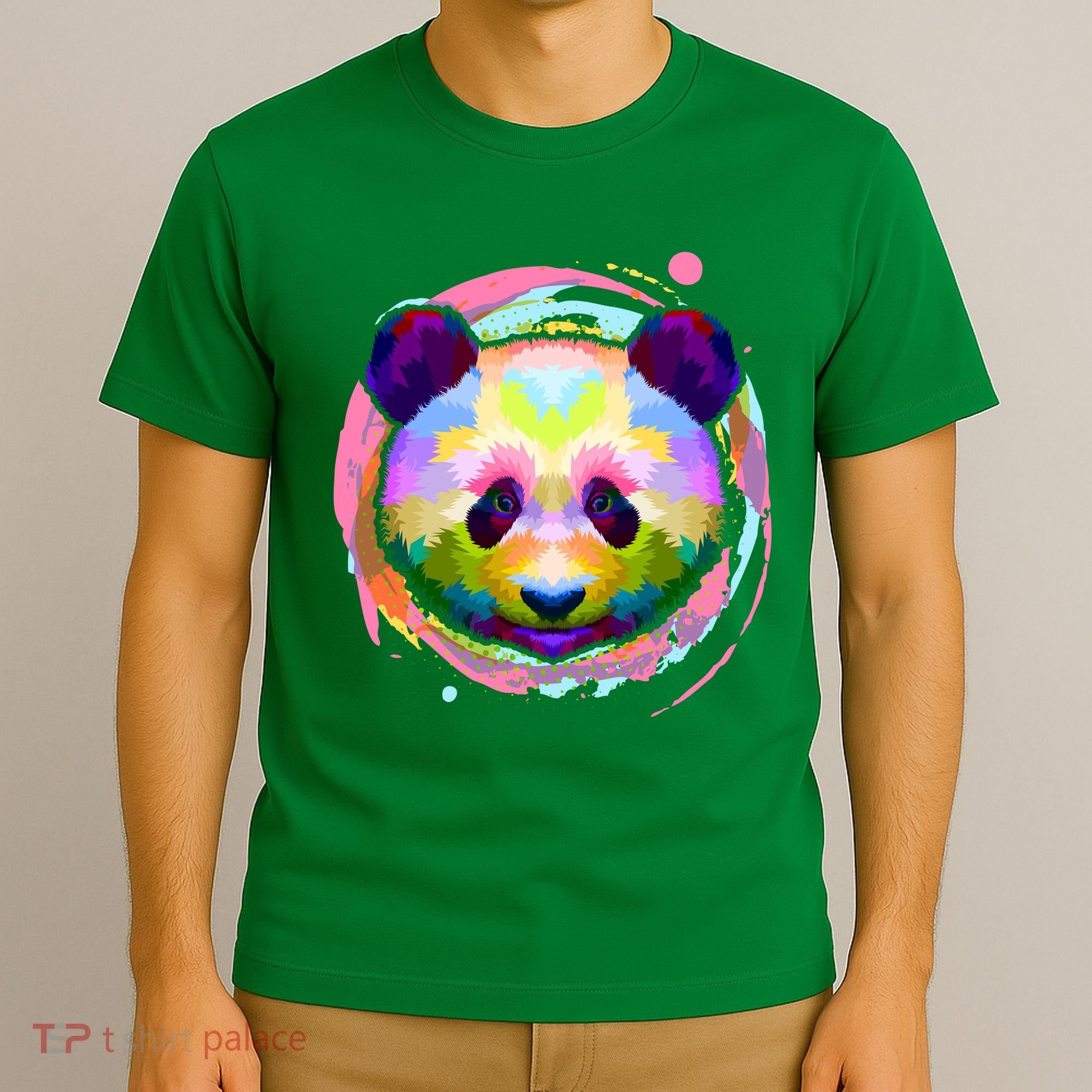Colorful Painted Abstract Panda Face T-Shirt