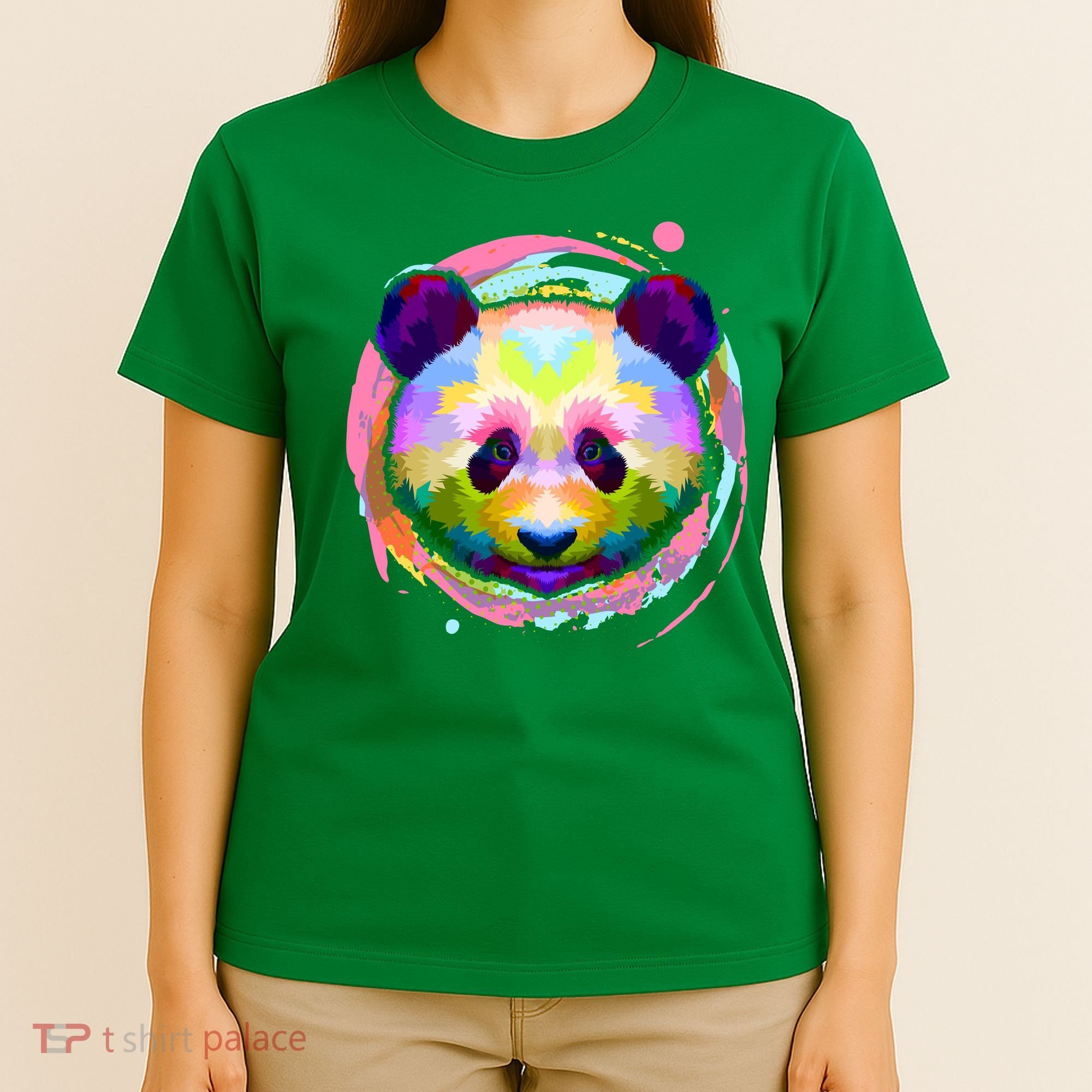 Colorful Painted Abstract Panda Face T-Shirt