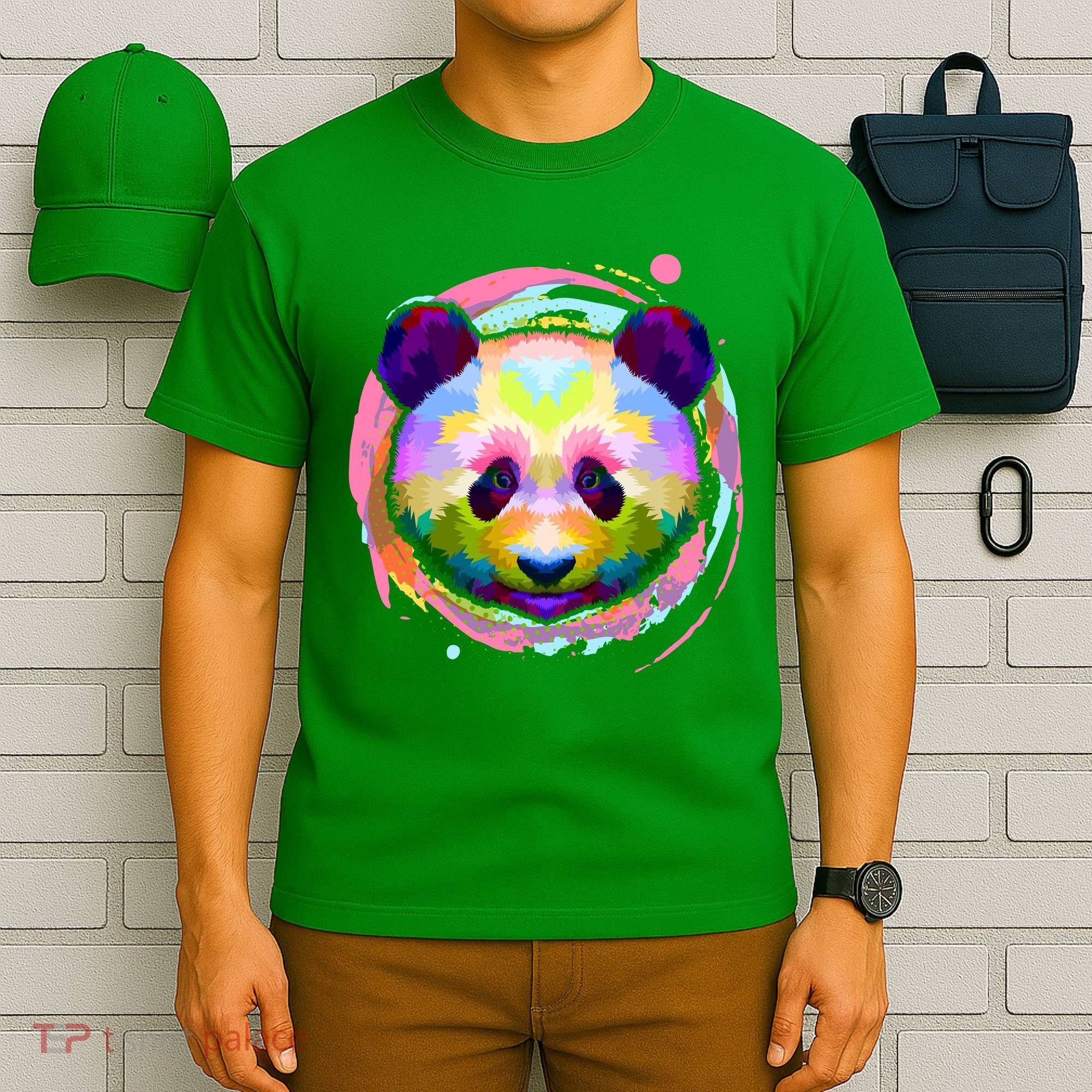 Colorful Painted Abstract Panda Face T-Shirt