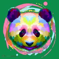 Colorful Painted Abstract Panda Face T-Shirt thumb 7