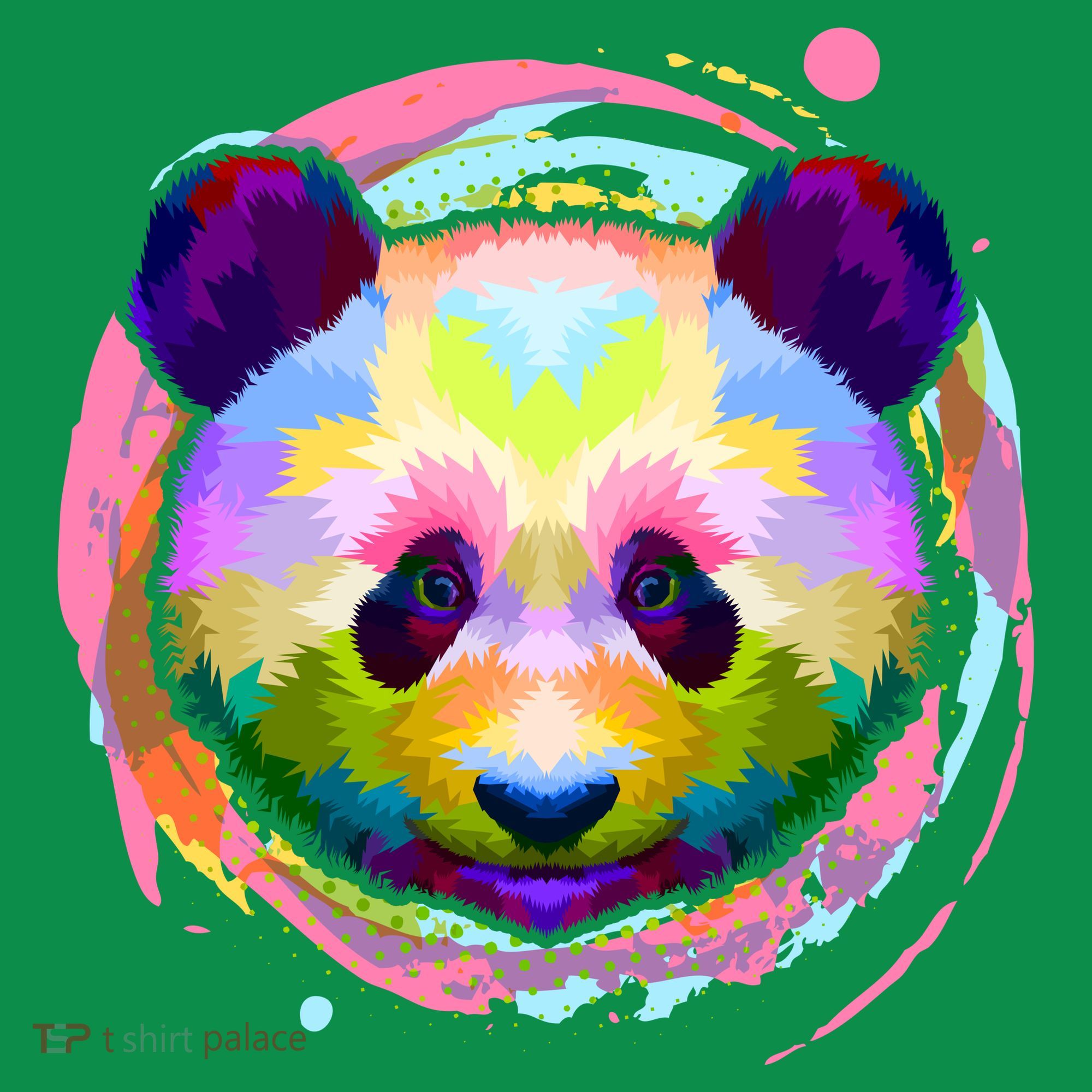 Colorful Painted Abstract Panda Face T-Shirt