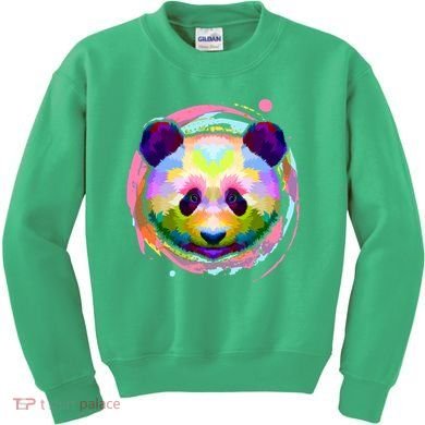 Colorful Painted Abstract Panda Face Kids Sweatshirt