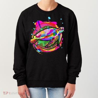 Colorful Painted Abstract Sea Turtle Women's Sweatshirt