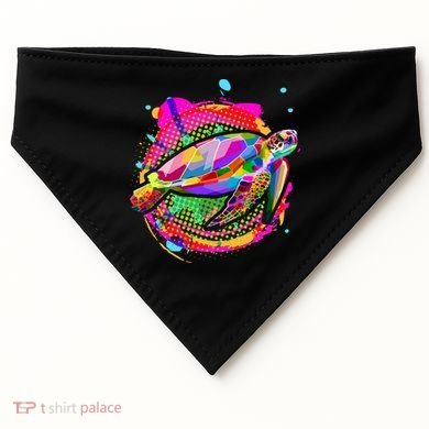 Colorful Painted Abstract Sea Turtle USA-Made Doggie Bandana