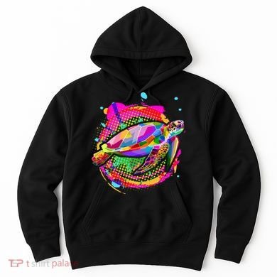 Colorful Painted Abstract Sea Turtle Hoodie