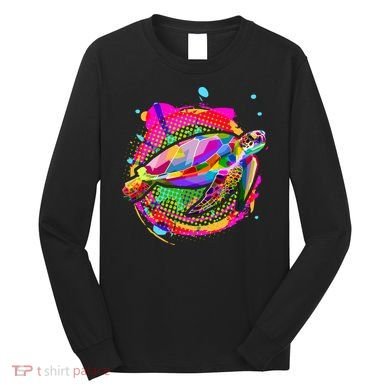 Colorful Painted Abstract Sea Turtle Long Sleeve Shirt