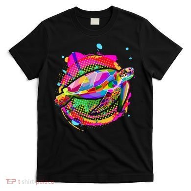 Colorful Painted Abstract Sea Turtle T-Shirt