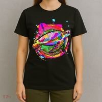 Colorful Painted Abstract Sea Turtle T-Shirt thumb 4
