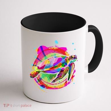 Colorful Painted Abstract Sea Turtle Coffee Mug back