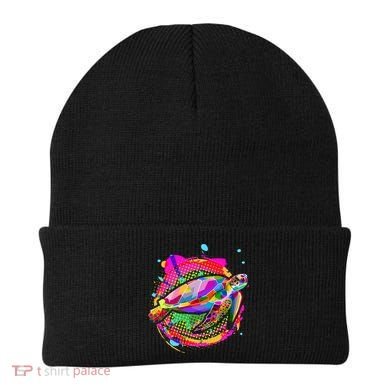 Colorful Painted Abstract Sea Turtle Beanie