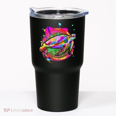 Colorful Painted Abstract Sea Turtle Tumbler