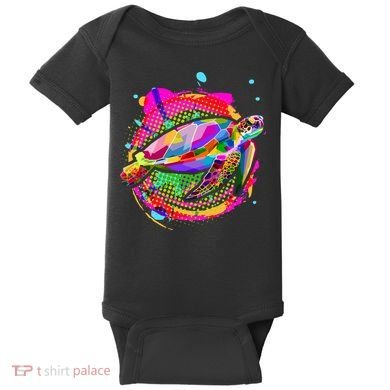 Colorful Painted Abstract Sea Turtle Baby Bodysuit