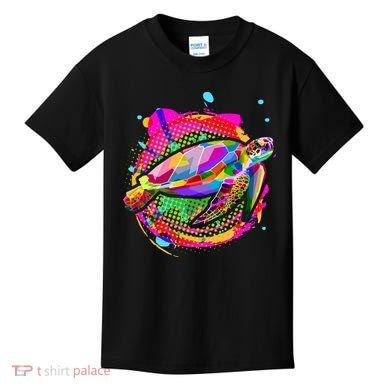 Colorful Painted Abstract Sea Turtle Kids T-Shirt