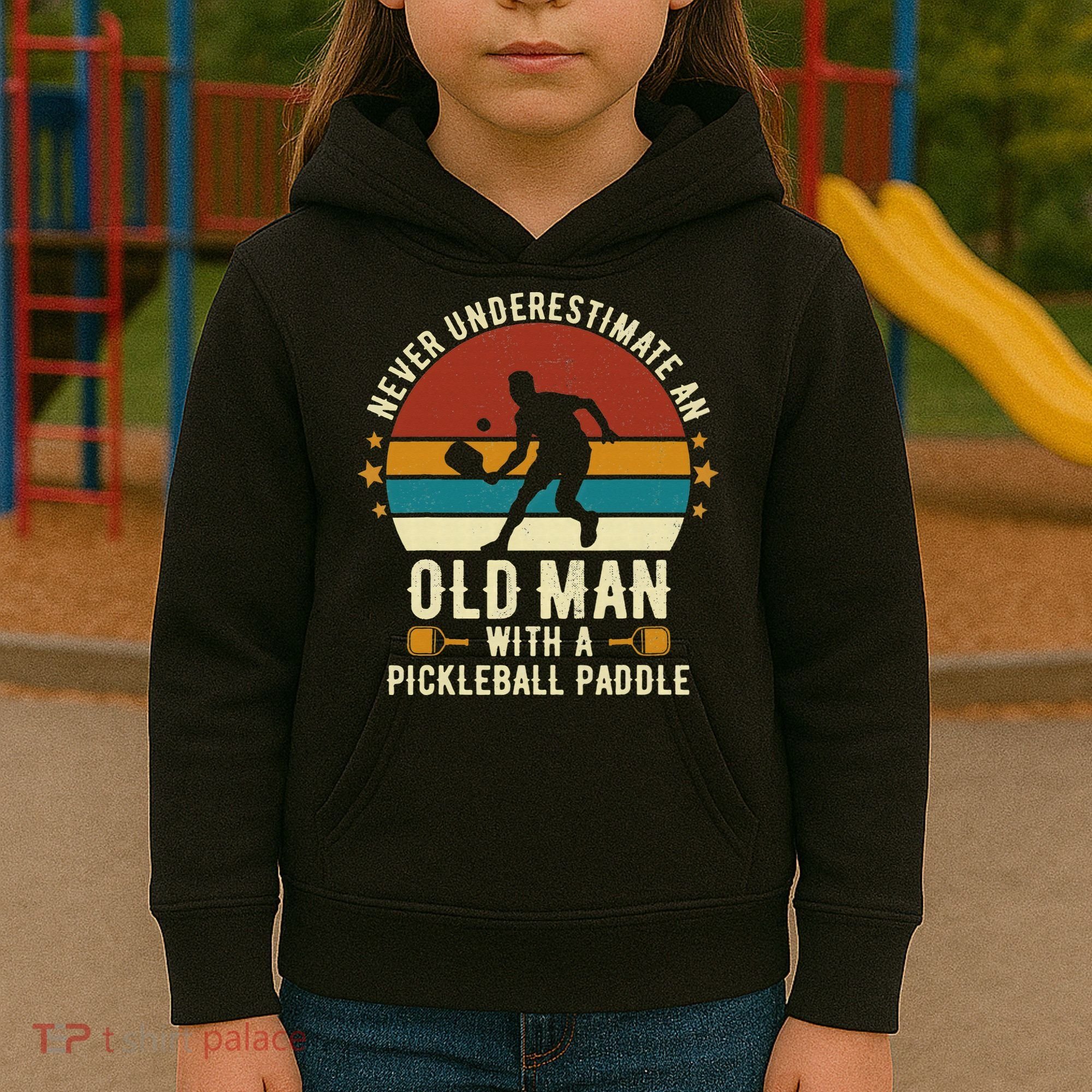 Cool Pickleball Art For Paddle Pickleball Player Kids Hoodie