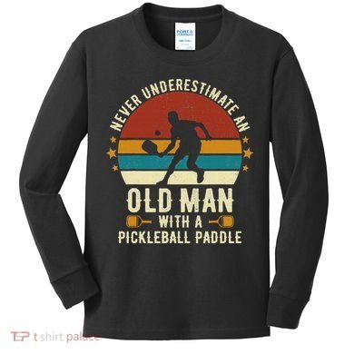 Cool Pickleball Art For Paddle Pickleball Player Kids Long Sleeve Shirt