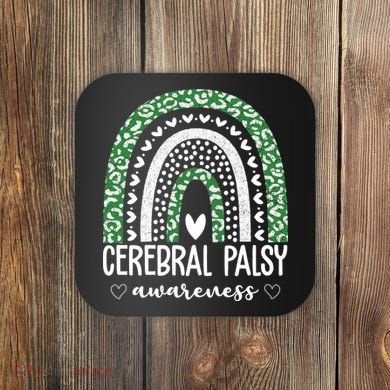 Cerebral Palsy Awareness Rainbow Heart Coaster