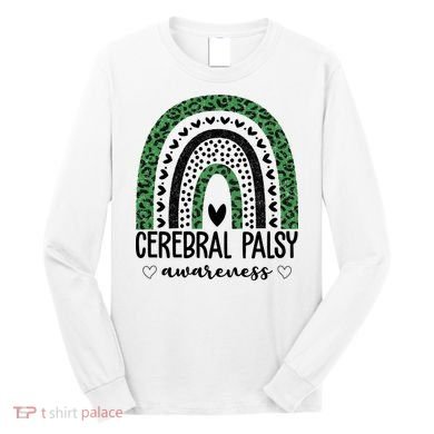 Cerebral Palsy Awareness Rainbow Heart Long Sleeve Shirt
