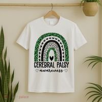 Cerebral Palsy Awareness Rainbow Heart T-Shirt thumb 2
