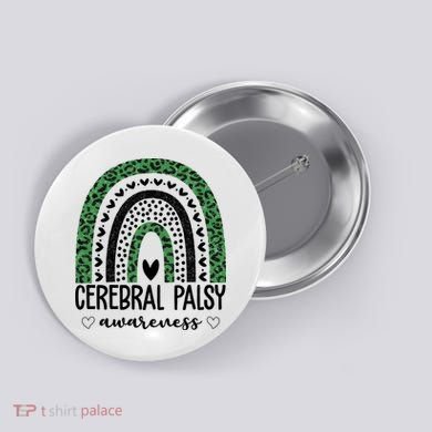Cerebral Palsy Awareness Rainbow Heart Button