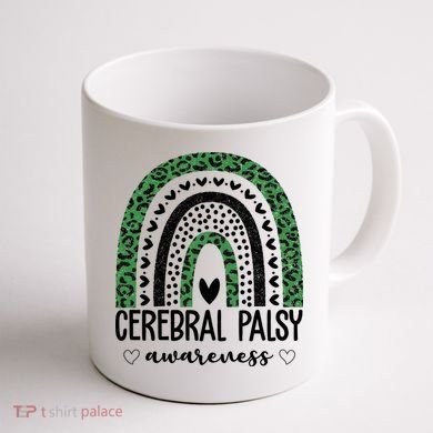 Cerebral Palsy Awareness Rainbow Heart Coffee Mug back
