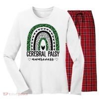 Cerebral Palsy Awareness Rainbow Heart Women's Long Sleeve Flannel Pajama Set  thumb 0