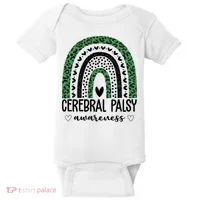 Cerebral Palsy Awareness Rainbow Heart Baby Bodysuit thumb 0