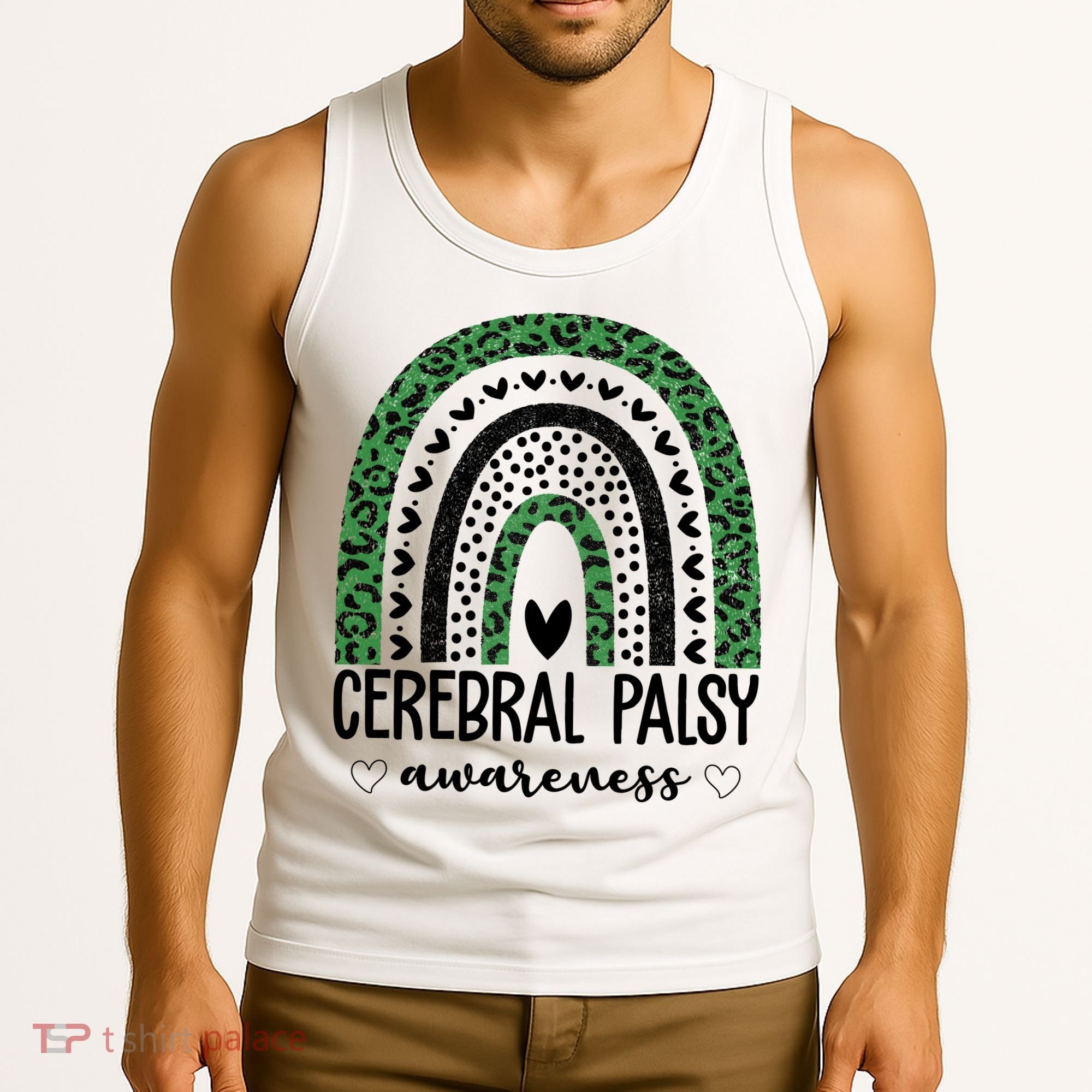 Cerebral Palsy Awareness Rainbow Heart Tank Top