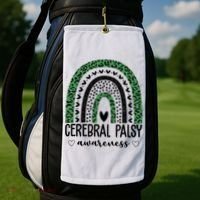 Cerebral Palsy Awareness Rainbow Heart Golf Towel thumb 2