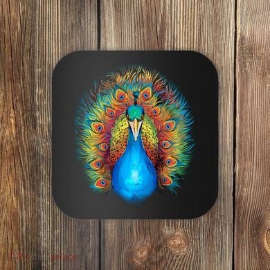 Colorful Peacock Art Coaster