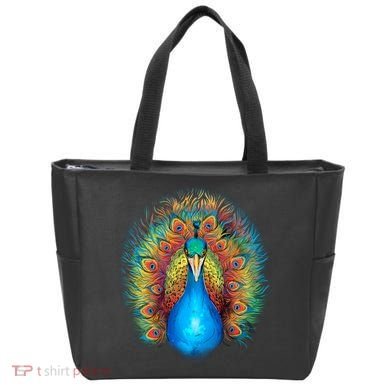 Colorful Peacock Art Tote Bag