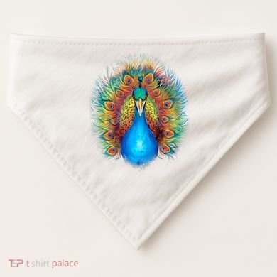 Colorful Peacock Art USA-Made Doggie Bandana