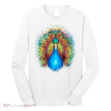 Colorful Peacock Art Long Sleeve Shirt