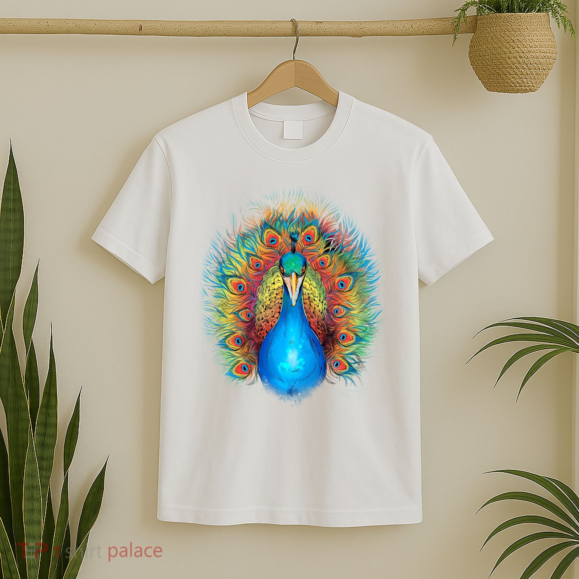 Colorful Peacock Art T-Shirt