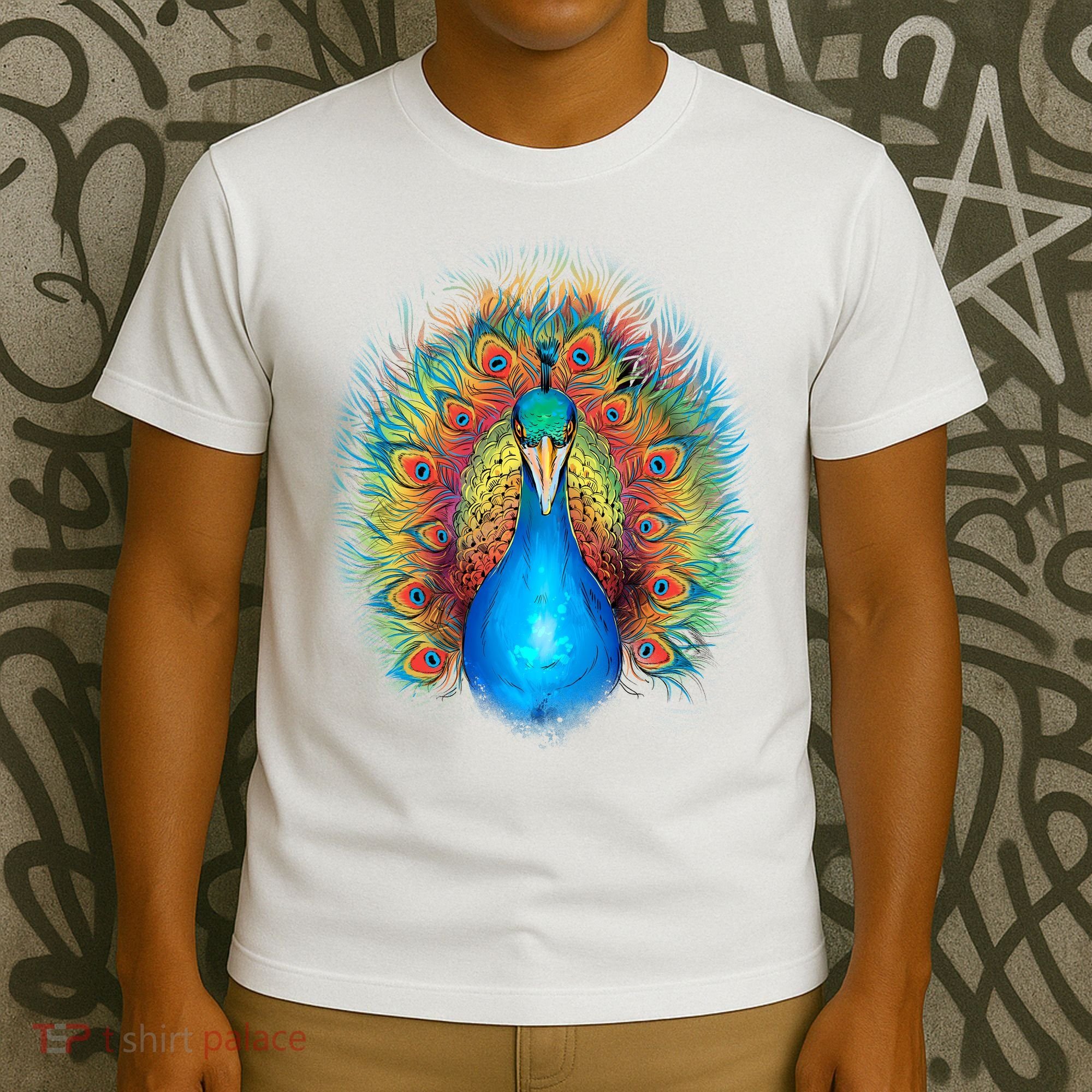Colorful Peacock Art T-Shirt