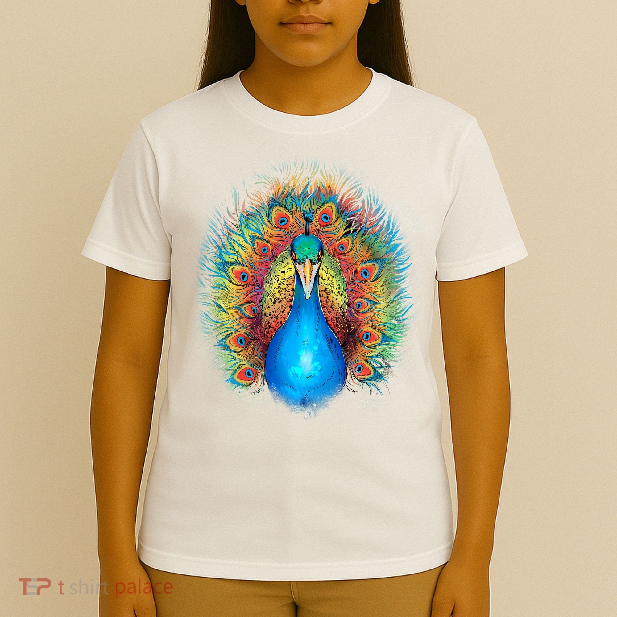 Colorful Peacock Art T-Shirt