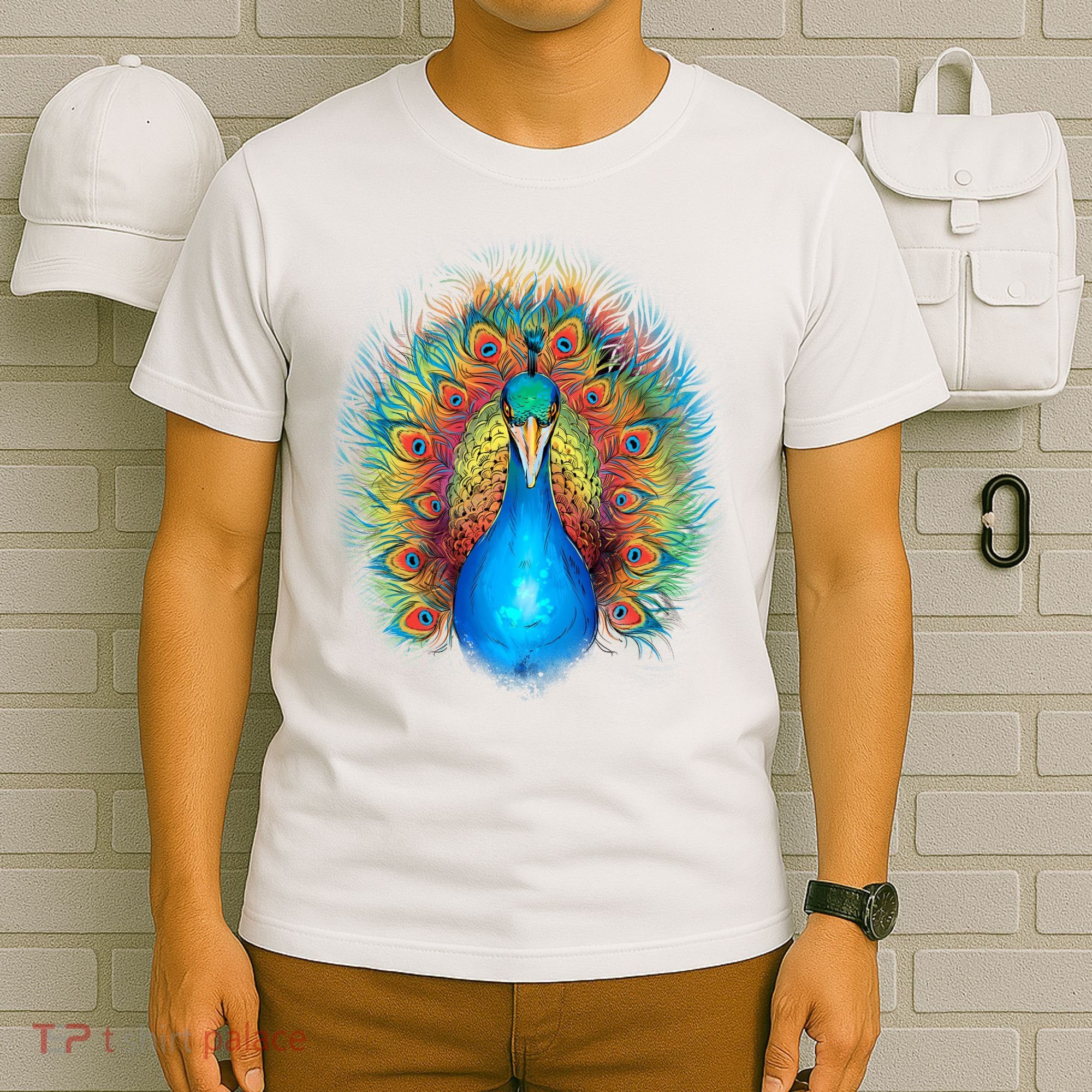 Colorful Peacock Art T-Shirt