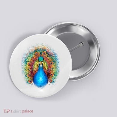 Colorful Peacock Art Button