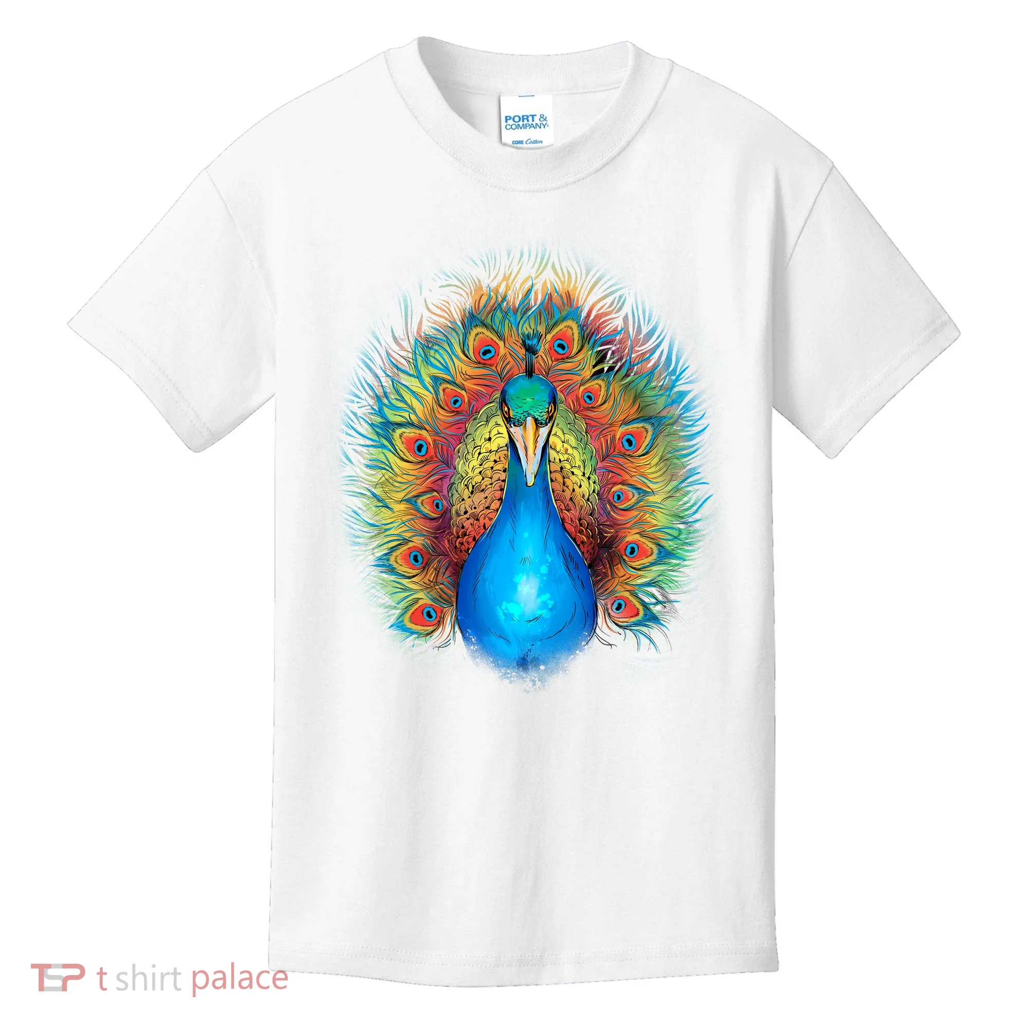 Colorful Peacock Art Kids T-Shirt