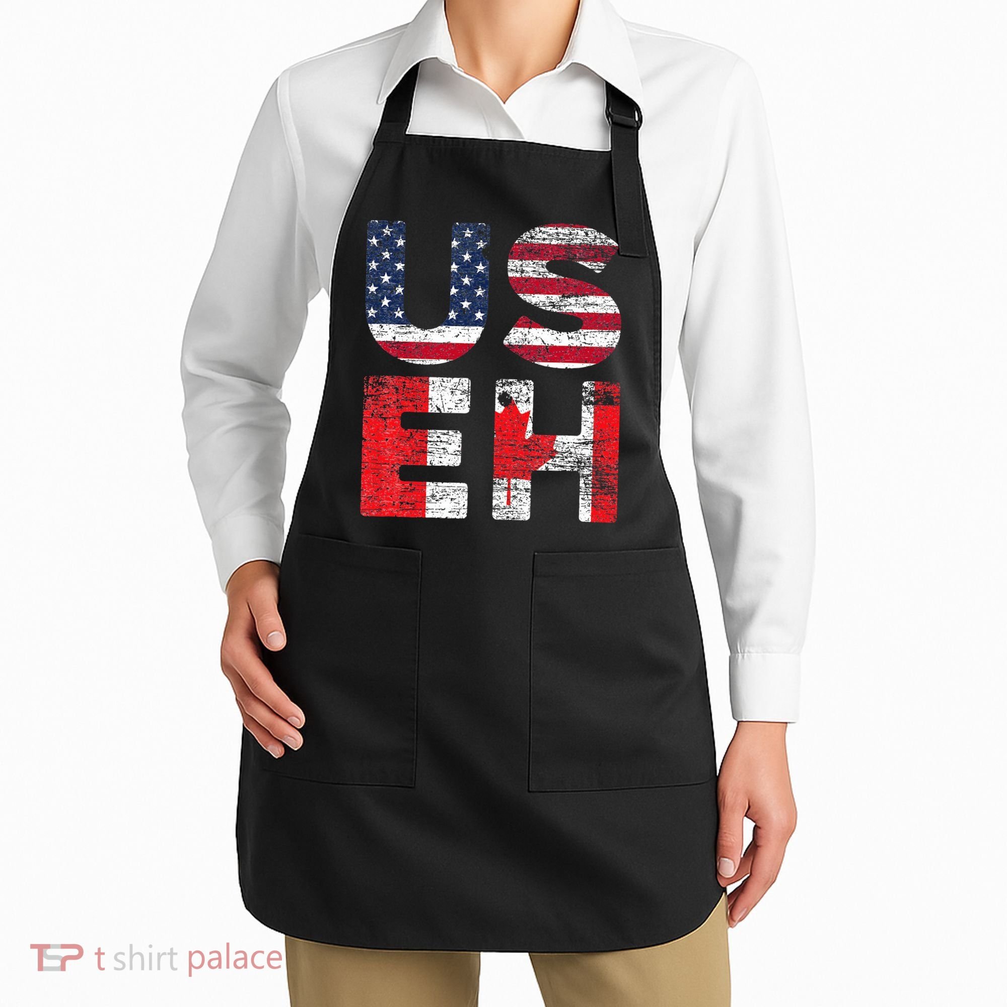 Canadian Pride American USA USEH US Flag Canada Apron
