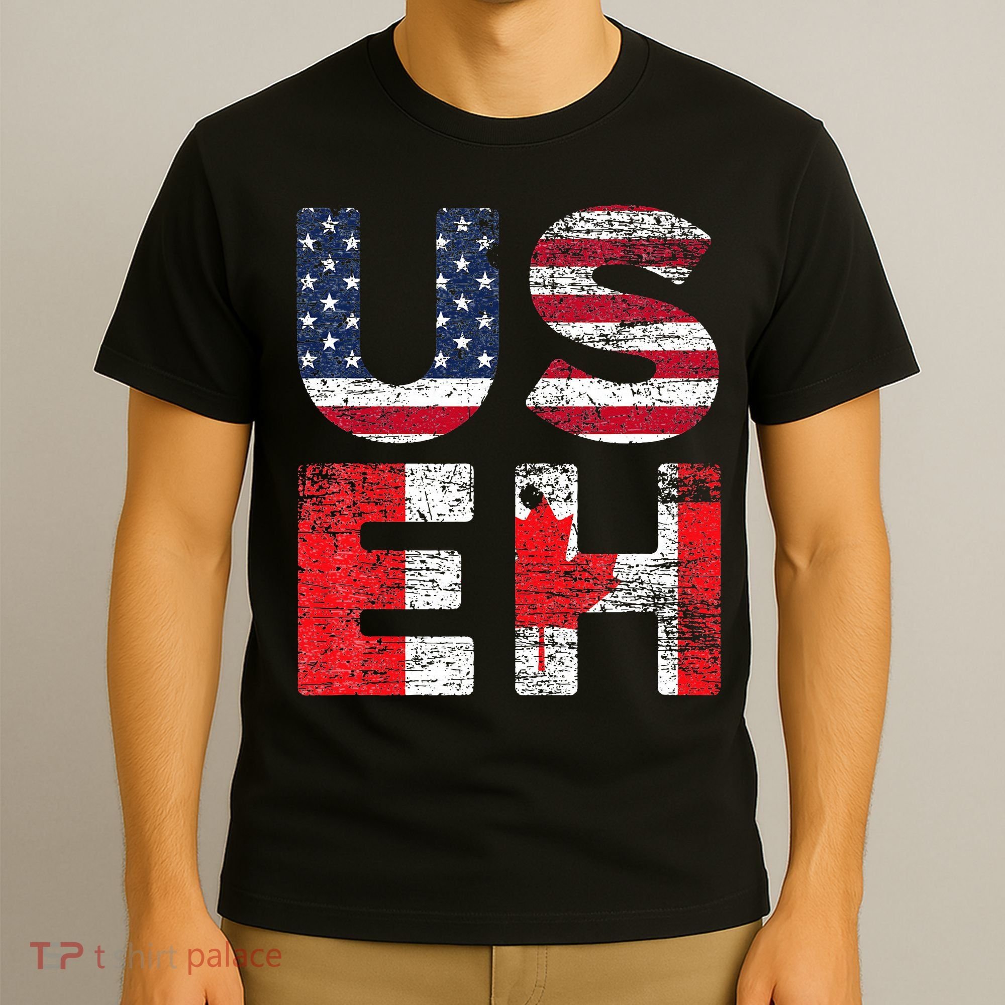Canadian Pride American USA USEH US Flag Canada T-Shirt